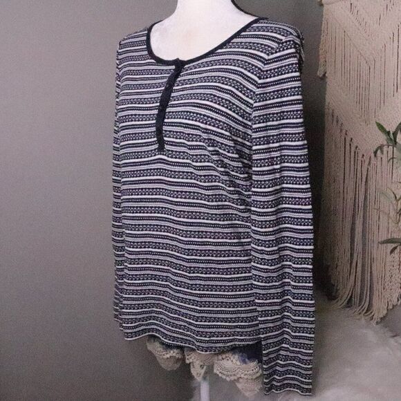 LL Bean | Vintage 1990's Printed Long Sleeve Top Medium - Picture 1 of 7